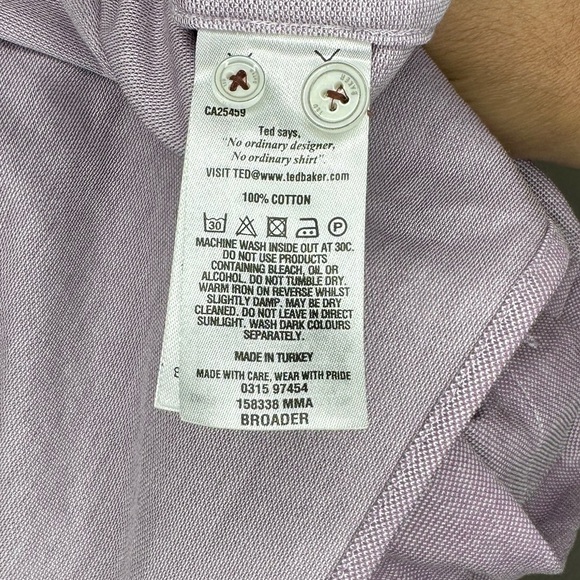 Ted Baker Broader Button Up Shirt Mens Size 4 US L Purple Slim Fit Jersey - Picture 6 of 6